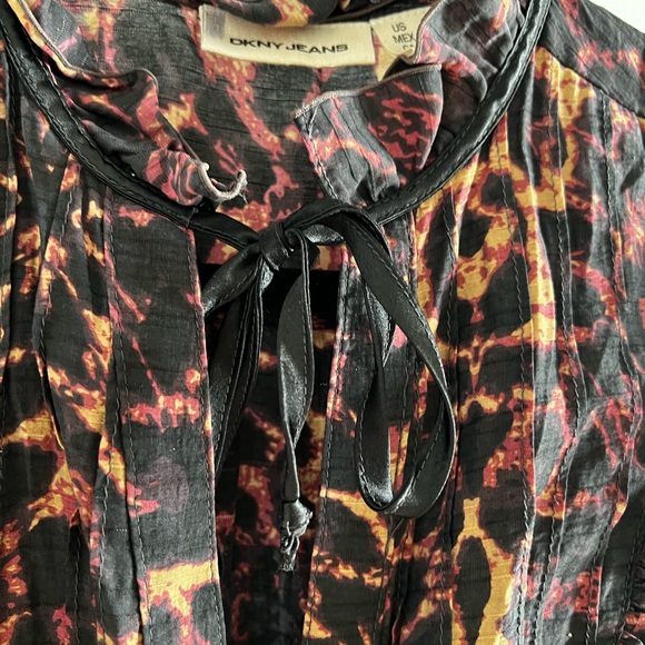 Vintage Y2K DKNY Ruffle Bib Animal Print Dress - Picture 16 of 17